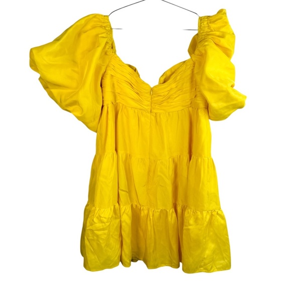Rebecca Vallance Yellow Izzy Tiered Off-Shoulder Dress - Picture 3 of 8